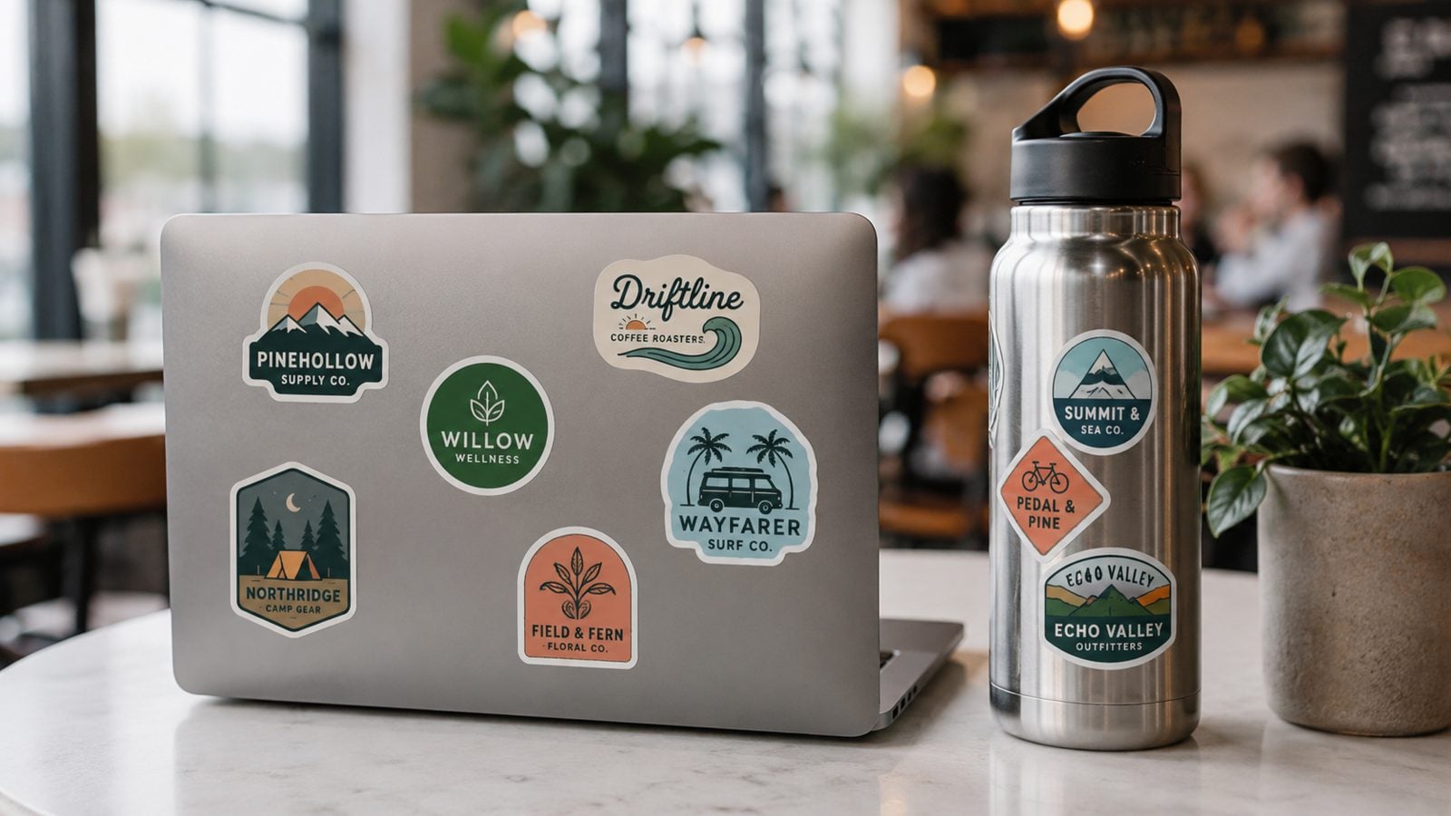 Custom printed die-cut vinyl stickers in a variety of shapes and colors